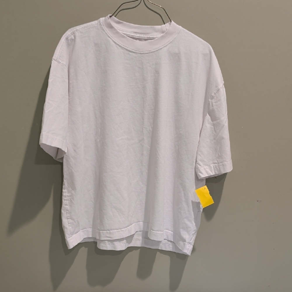 Hollister White Heavyweight Boxy Crop T-Shirt